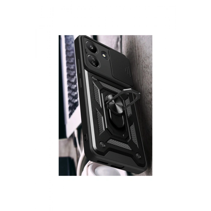 Redmi 13c Kılıf Pars Lens Yüzüklü Silikon - Yeşil