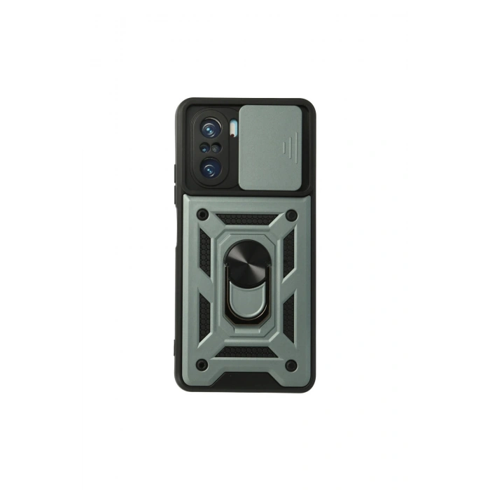 Poco F3 Kılıf Pars Lens Yüzüklü Silikon - Yeşil