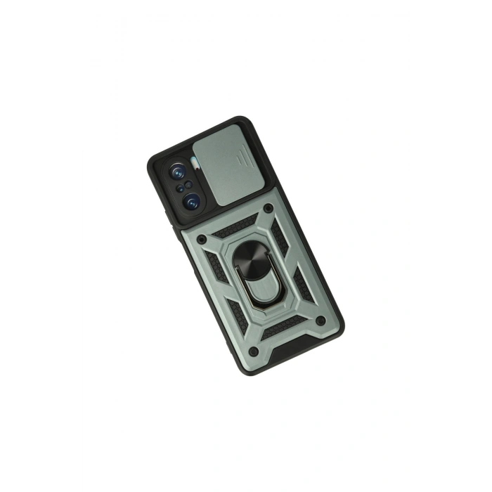 Poco F3 Kılıf Pars Lens Yüzüklü Silikon - Yeşil