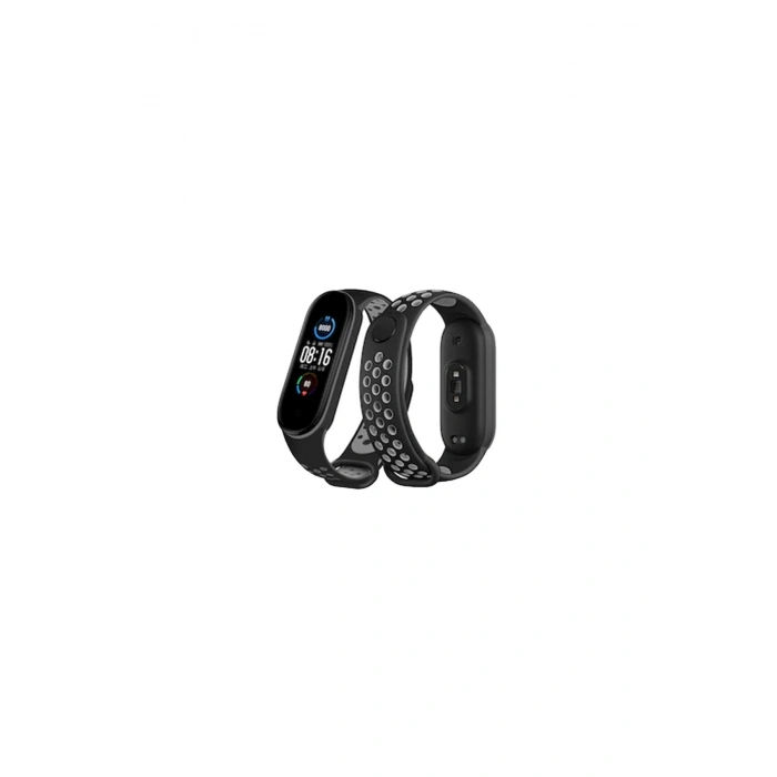 Mi Band 7 Spor Delikli Kordon (SAAT DEĞİLDİR) - Siyah-gri