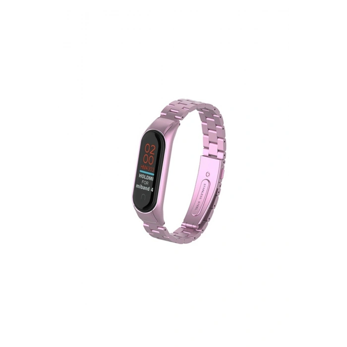 Mi Band 4 Metal Baklalı Kordon (SAAT DEĞİLDİR) - Rose