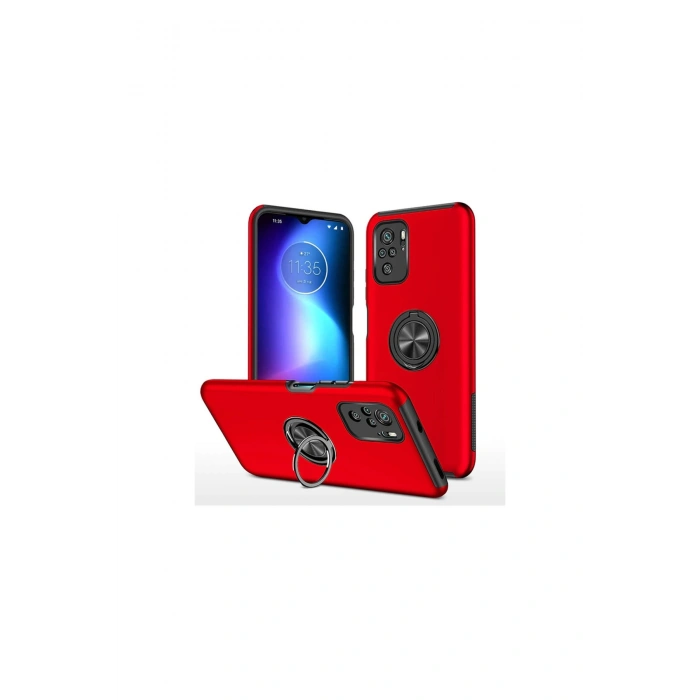 Poco F3 Kılıf Elit Yüzüklü Kapak - Kırmızı