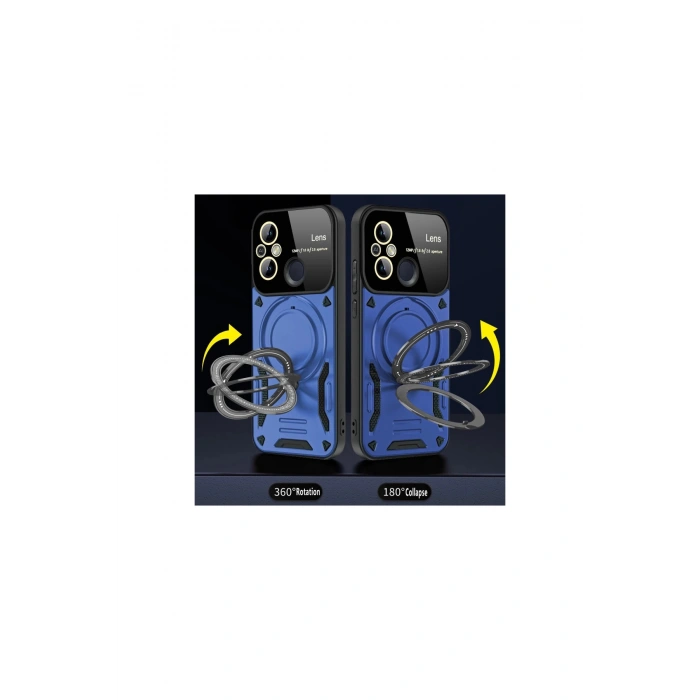 Redmi 12c Kılıf Joy Lens Standlı Kapak - Koyu Yeşil