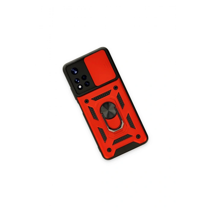 Redmi Note 11t Kılıf Pars Lens Yüzüklü Silikon - Kırmızı