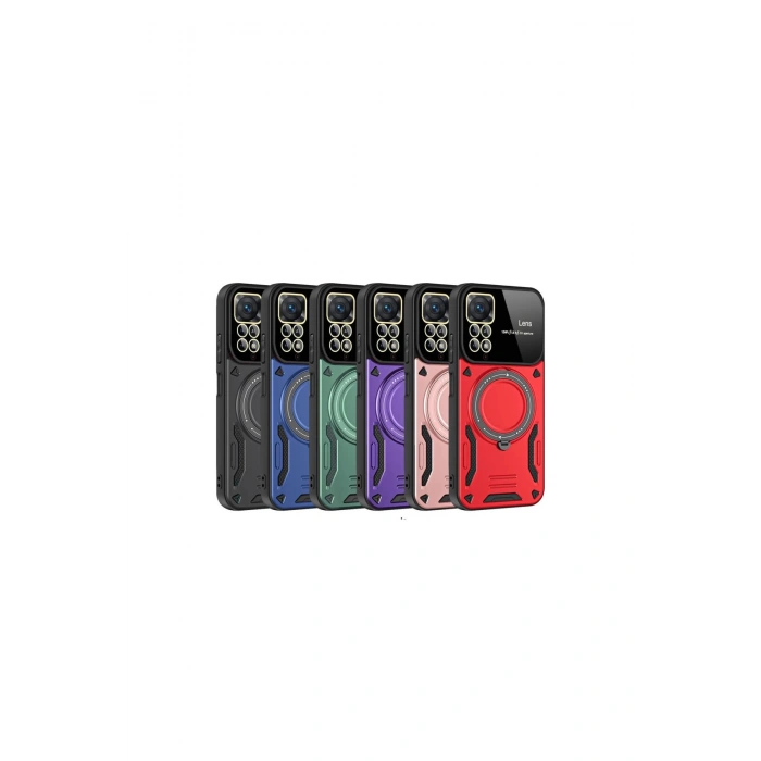 Redmi Note 11 Pro Kılıf Joy Lens Standlı Kapak - Kırmızı