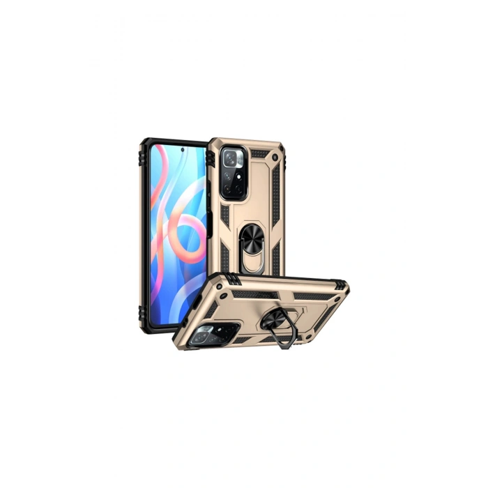 Redmi Note 11t Kılıf Sofya Yüzüklü Silikon Kapak - Gold