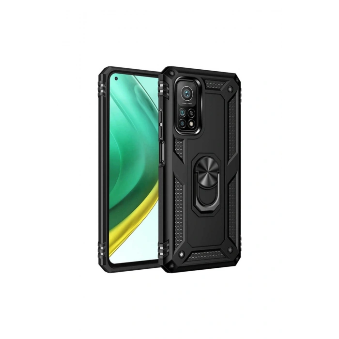 Mi 10t Pro Kılıf Sofya Yüzüklü Silikon Kapak - Siyah