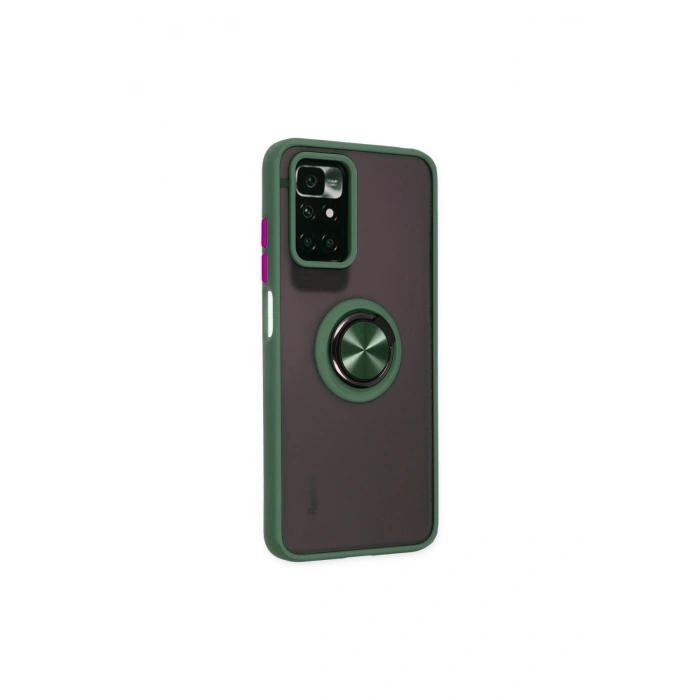 Redmi 10 2022 Kılıf Montreal Yüzüklü Silikon Kapak - Yeşil