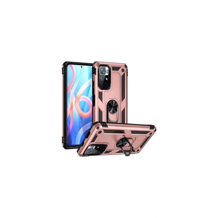 Redmi Note 11t Kılıf Sofya Yüzüklü Silikon Kapak - Rose