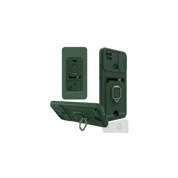 Redmi 9c Kılıf Zuma Kartvizitli Yüzüklü Silikon - Yeşil