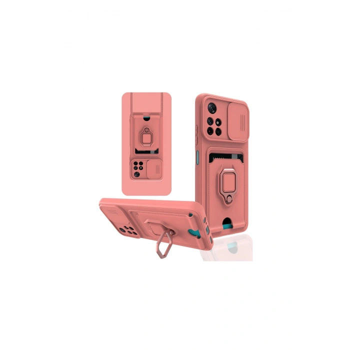 Redmi Note 11t Kılıf Zuma Kartvizitli Yüzüklü Silikon - Pembe