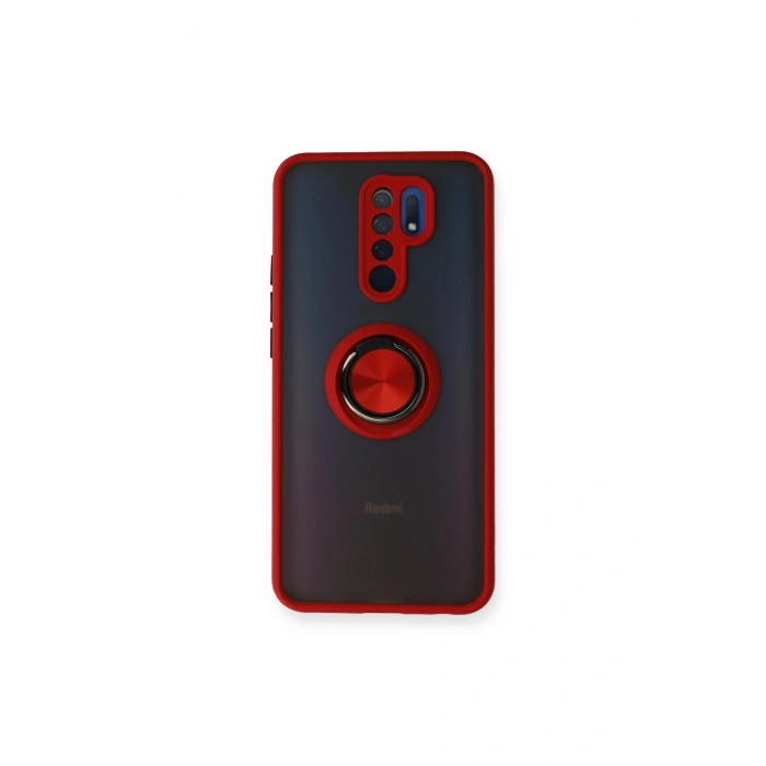 Redmi 9 Kılıf Montreal Yüzüklü Silikon Kapak - Kırmızı