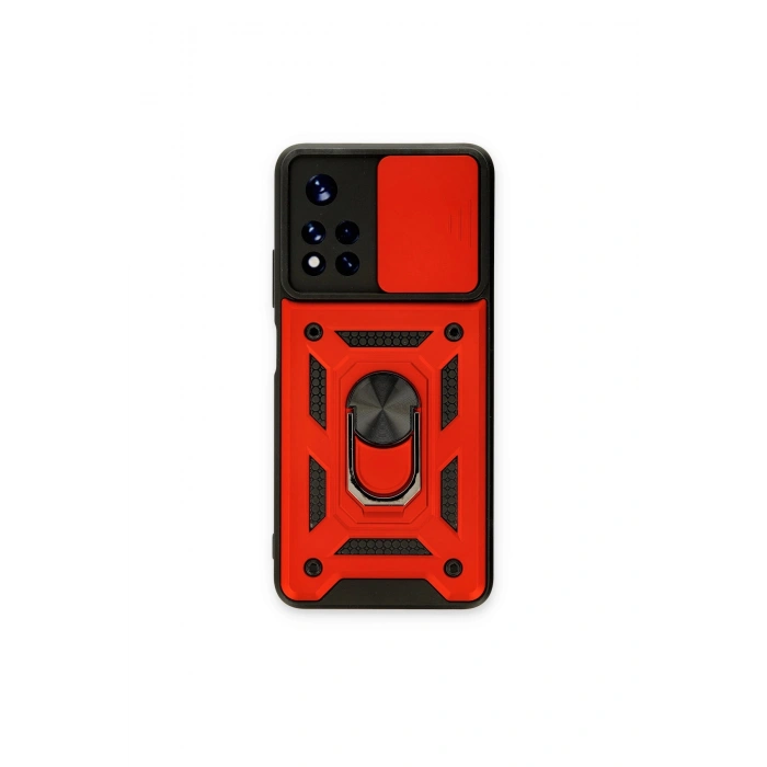 Poco M4 Pro 5g Kılıf Pars Lens Yüzüklü Silikon - Kırmızı