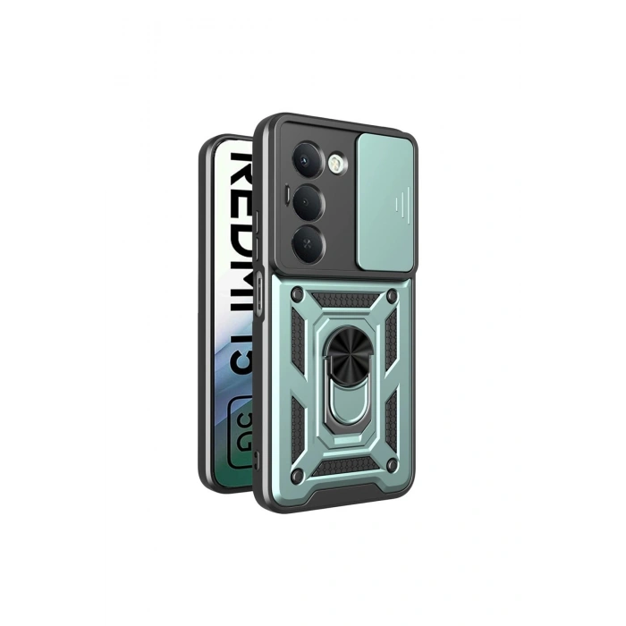 Redmi 15 4g Pars Lens Yüzüklü Silikon - Yeşil