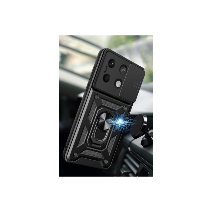 Poco X6 Pro Kılıf Pars Lens Yüzüklü Silikon - Kırmızı