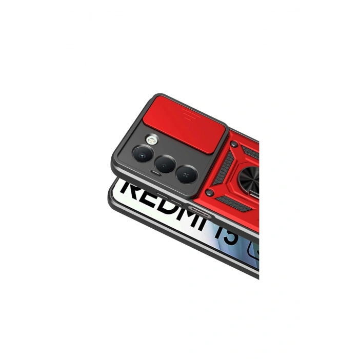 Redmi 15 4g Pars Lens Yüzüklü Silikon - Kırmızı