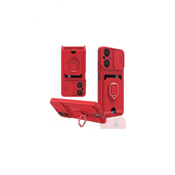 Poco M5 Kılıf Zuma Kartvizitli Yüzüklü Silikon - Kırmızı