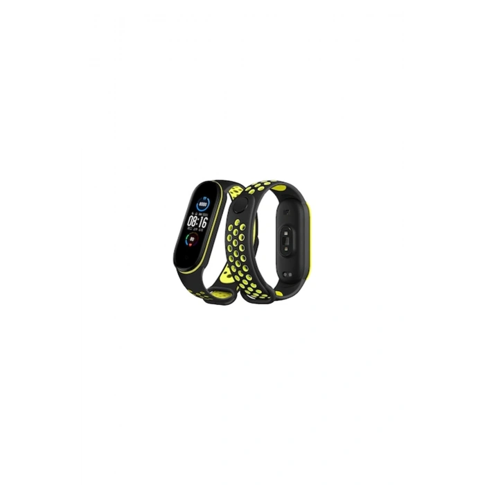 Mi Band 7 Spor Delikli Kordon (SAAT DEĞİLDİR) - Siyah-yeşil