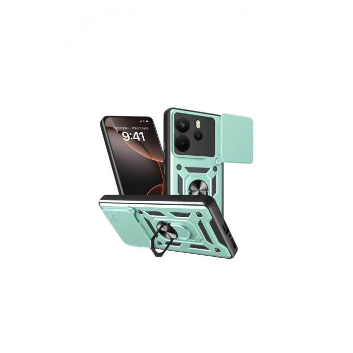 Redmi Note 14 4g Pars Lens Yüzüklü Silikon - Yeşil