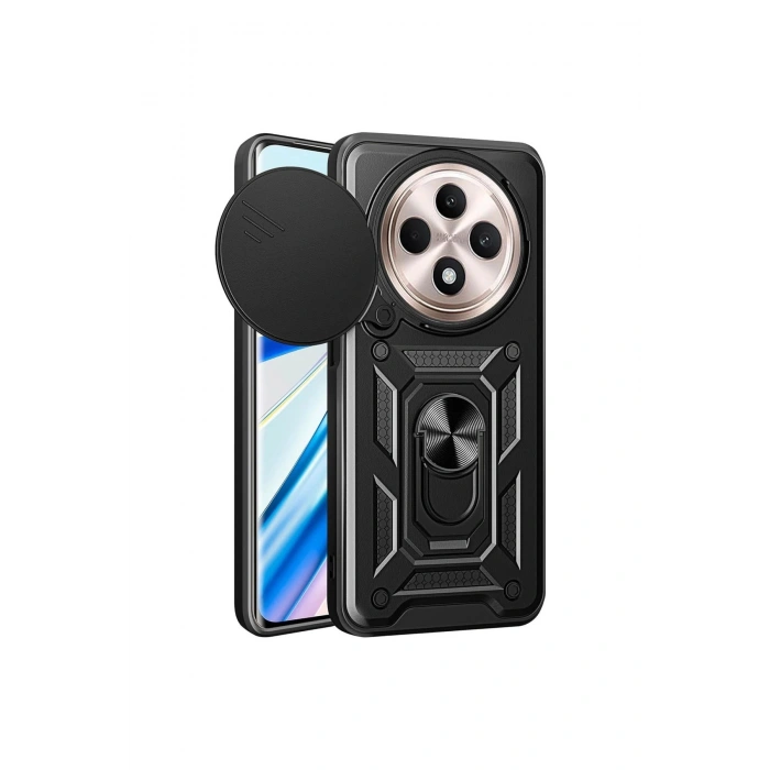 Redmi 14c Kılıf Pars Lens Yüzüklü Silikon - Siyah