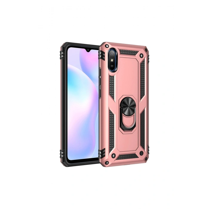 Redmi 9a Kılıf Sofya Yüzüklü Silikon Kapak - Rose