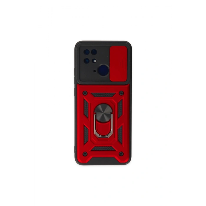 Redmi 10c Kılıf Pars Lens Yüzüklü Silikon - Kırmızı