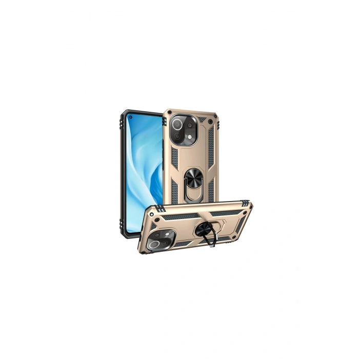 Mi 11 Lite Kılıf Sofya Yüzüklü Silikon Kapak - Gold