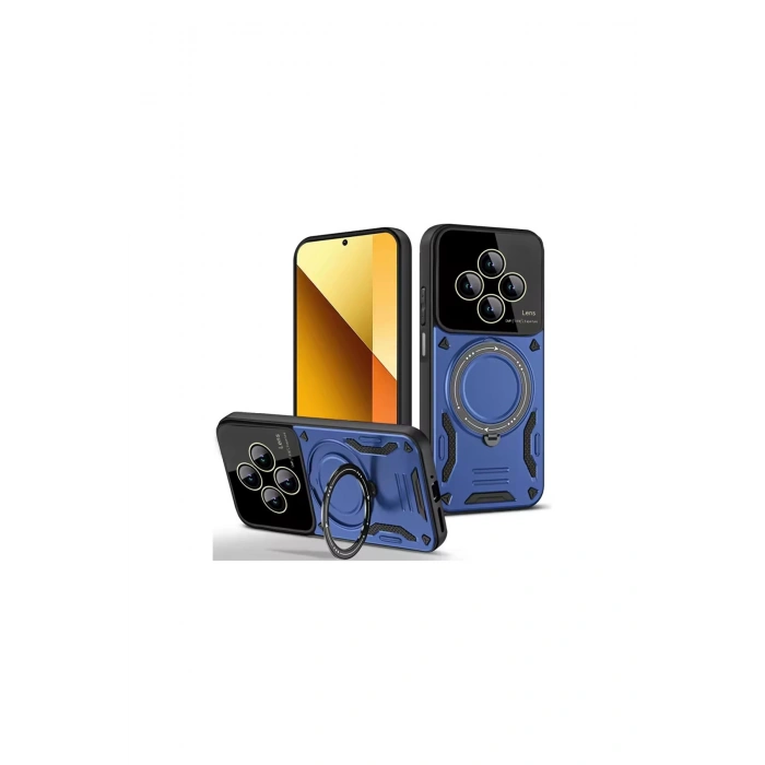 Redmi 14c Kılıf Joy Lens Standlı Kapak - Lacivert