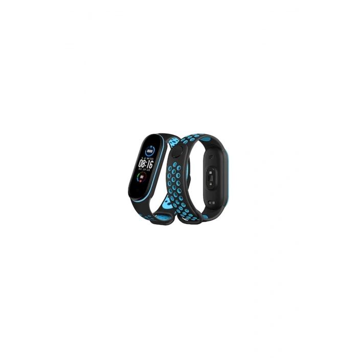 Mi Band 6 Spor Delikli Kordon (SAAT DEĞİLDİR) - Siyah-mavi