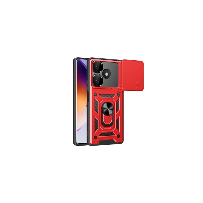 Redmi 13 4g Kılıf Pars Lens Yüzüklü Silikon - Kırmızı
