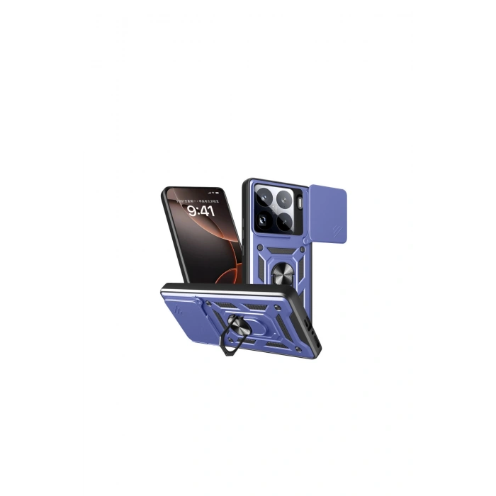 Mi 15 Pro Kılıf Pars Lens Yüzüklü Silikon - Lacivert