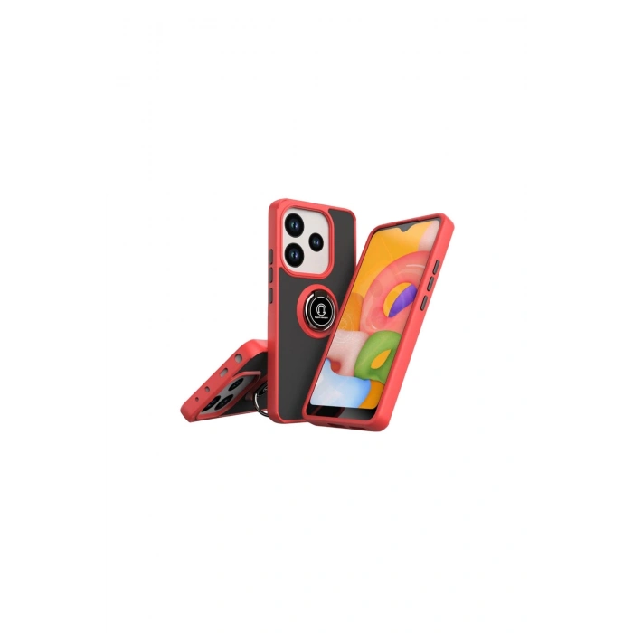 Redmi Note 14 4g Montreal Yüzüklü Silikon Kapak - Kırmızı