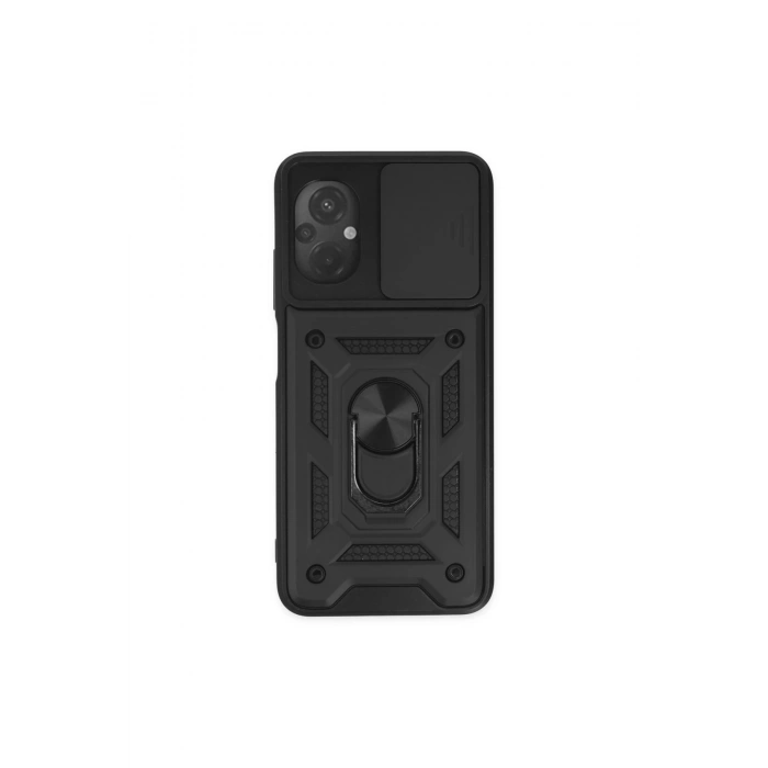 Poco M5 Kılıf Pars Lens Yüzüklü Silikon - Siyah