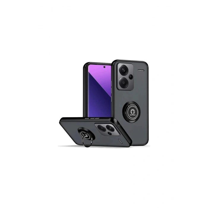 Redmi Note 13 Pro Plus Kılıf Montreal Yüzüklü Silikon Kapak - Siyah