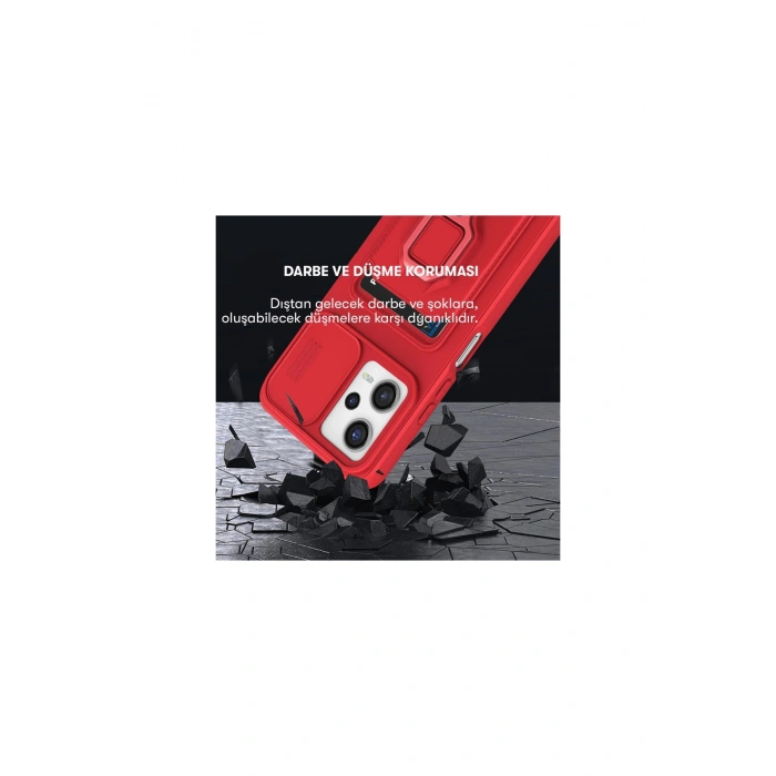 Redmi Note 12 Pro 5g Kılıf Zuma Kartvizitli Yüzüklü Silikon - Kırmızı