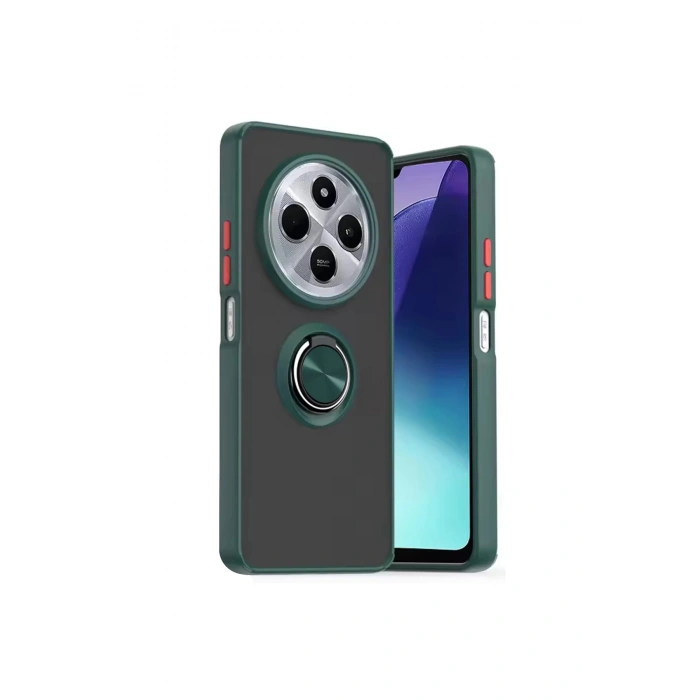 Redmi 14c Kılıf Montreal Yüzüklü Silikon Kapak - Yeşil