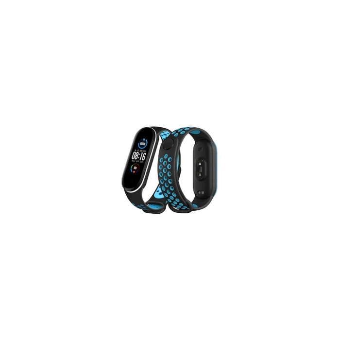 Mi Band 6 Spor Delikli Kordon (SAAT DEĞİLDİR) - Siyah-mavi-beyaz