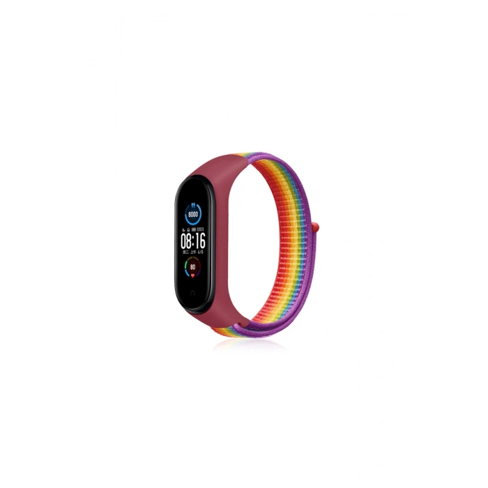 Mi Band 4 Hasırlı Cırtcırtlı Kordon (SAAT DEĞİLDİR) - Gökkuşağı