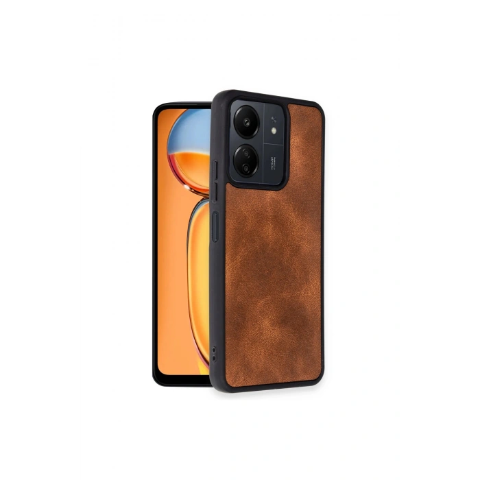 Redmi 13c Kılıf Aras Deri Kapak - Taba