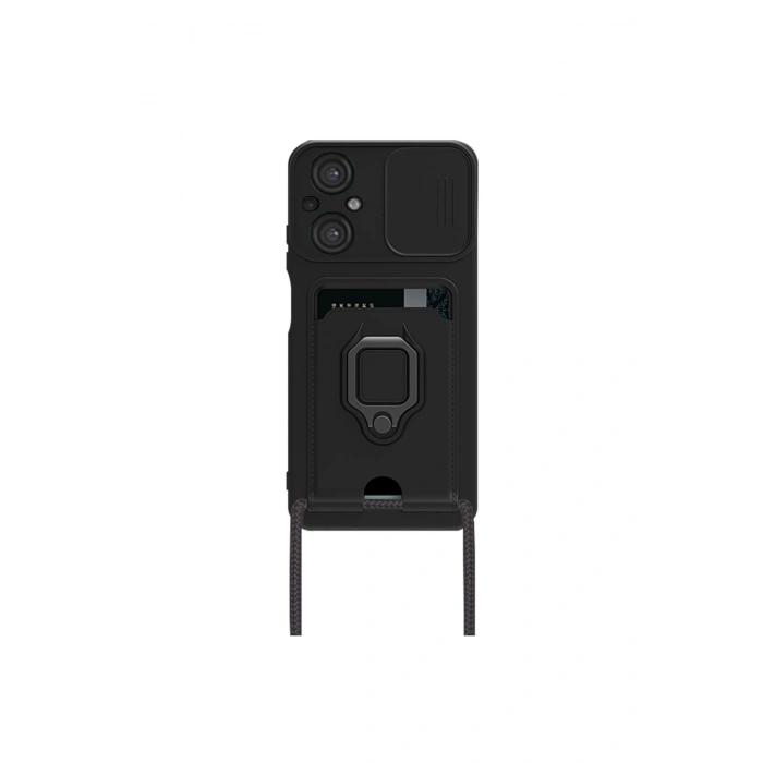 Poco M5 Kılıf Zuma Kartvizitli Yüzüklü Silikon - Siyah