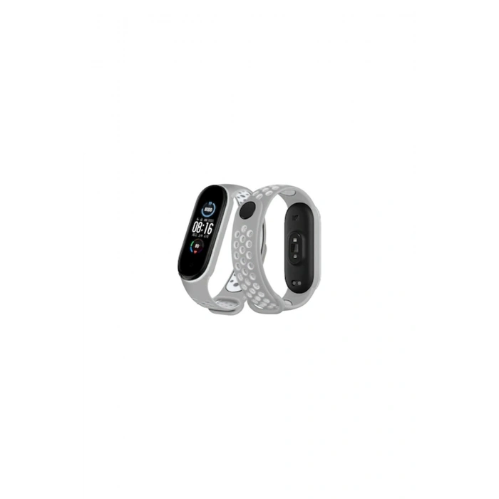 Mi Band 4 Spor Delikli Kordon (SAAT DEĞİLDİR) - Gri-beyaz