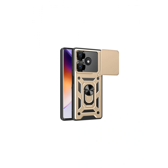 Redmi 13 4g Kılıf Pars Lens Yüzüklü Silikon - Gold