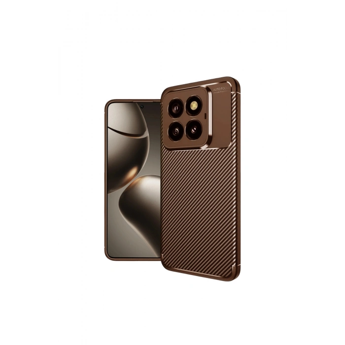 Mi 14t Pro Kılıf Auto Focus Karbon Kapak - Kahverengi