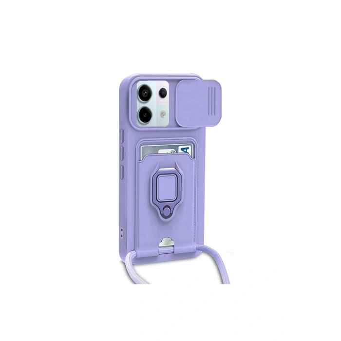 Redmi Note 13 Pro 5g Kılıf Zuma Kartvizitli Yüzüklü Silikon - Lila