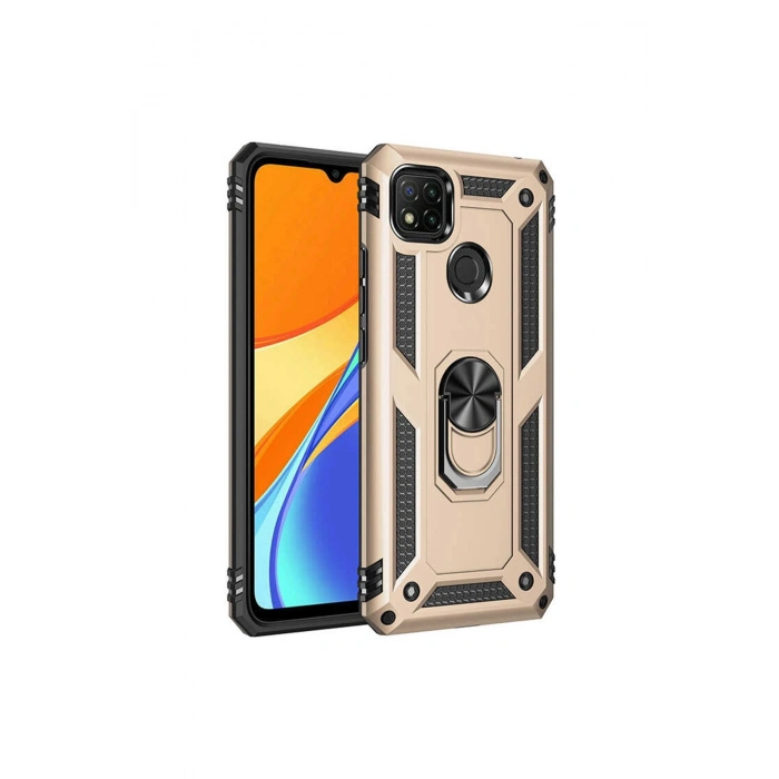 Redmi 9c Kılıf Sofya Yüzüklü Silikon Kapak - Gold
