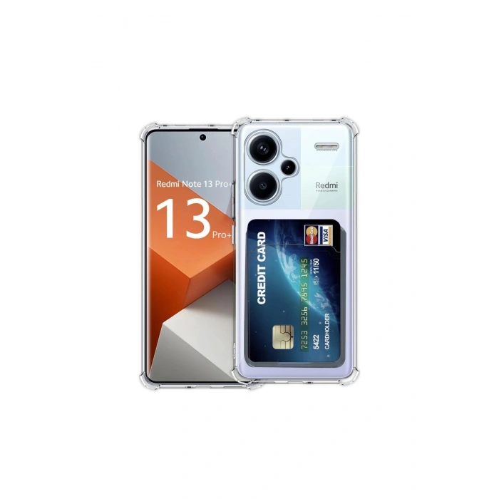 Redmi Note 13 Pro Plus Kılıf Kart Şeffaf Silikon - Şeffaf