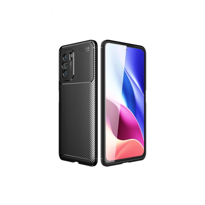 Poco F3 Kılıf Auto Focus Karbon Kapak - Siyah