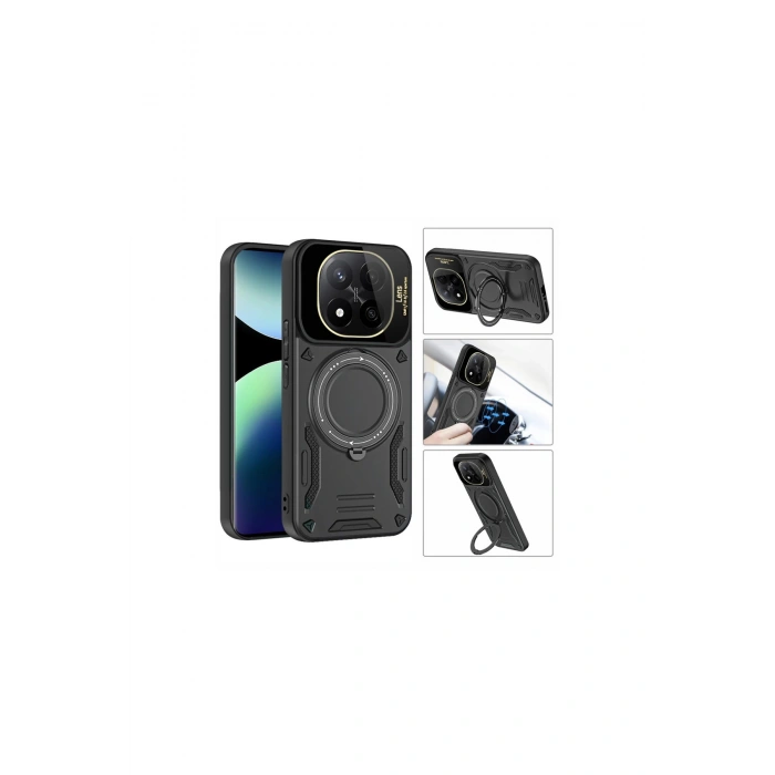 Redmi Note 14 Pro 5g Kılıf Joy Lens Standlı Kapak - Siyah