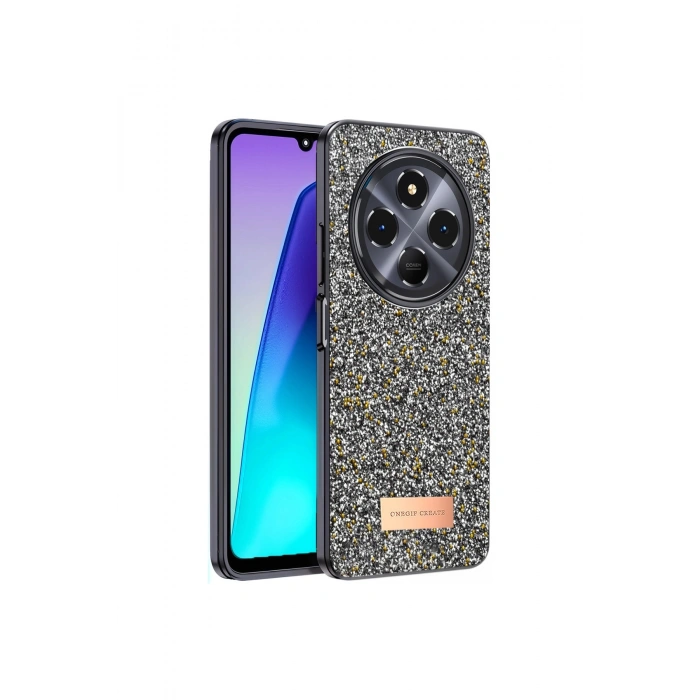 Onegif Redmi 14c Bright Simli Kapak - Gümüş