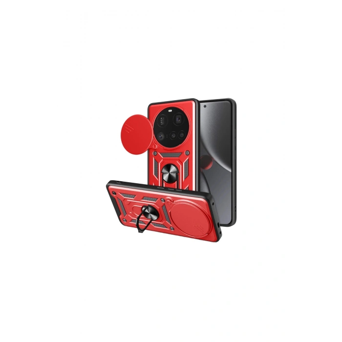 Mi 15 Ultra Kılıf Pars Lens Yüzüklü Silikon - Kırmızı